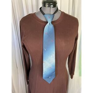 vintage zipper tie 1980s blue ombre red white